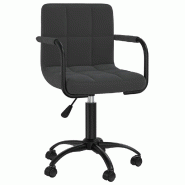 Helloshop26 - Chaise fauteuil siège pivotante de bureau informatique étude velours noir 02_0024166 - noir acier 3000214720241
