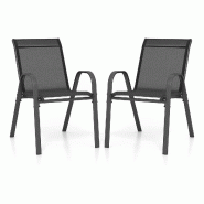 Helloshop26 - Lot de 2 chaises empilables 56 x 70 x 84 cm confort ergonomique design moderne en acier noir 20_0012446 - noir acier 3000227230355 Helloshop26 - Lot de 2 chaises empilables 56 x 70 x 84 cm confort ergonomique design moderne en acier noir 20_0012446 - noir acier 3000227230355