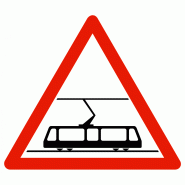 Panneau de danger A9b - Traversée de voies de tramway Panneau de danger A9b - Traversée de voies de tramway