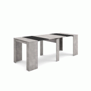SKRAUT HOME Table console extensible, 220, Pour 10 personnes, Table à Manger, Ciment - gris Bois manufacturé 275_9