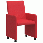 VidaXL Chaises de Salle à Manger avec Roues 2 pcs Rouge Faux cuir Modèle Wexora - 42017821