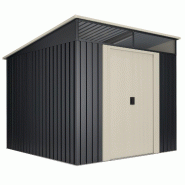 Wasabi - Abri de Jardin Métal 5,6m2 Stark avec Fenêtre - Porte coulissante double - Toit plat - Cabane extérieur - Cabanon rangement et stockage -