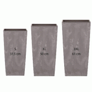 WellHome - Pack de 3 pots de fleurs hauts 11,4/26,6/49L Urbi Square Effect coloris gris - gris plastique PK2528