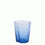 Zafferano Lot de 6 Verres Handy Tumbler en Verre Soufflé Bluino, Design Ergonomique Empilable avec Surface à Rainures Verticales pour un Usage Quoti