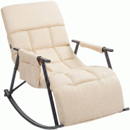 CLP Fauteuil a bascule Elara Tissu HBT: 66x61x100 cm Crème Tissu - beige textile 328556