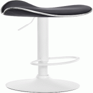 Décoshop26 - Tabouret de bar x1 assise ergonomique en PVC noir pied en trompette en métal blanc 10_0005386 - blanc métal 3000252618388