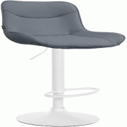Décoshop26 - Tabouret de bar x1 pivotant forme ergonomique surpiqûres décoratives en PVC gris cadre en métal blanc 10_0006579 - blanc métal 30002