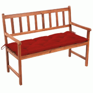 Helloshop26 - Banc de jardin meuble de patio d'extérieur terrasse avec coussin 120 cm bois d'acacia massif 02_0011395 - Bois massif 3000624282728