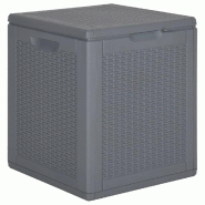 Helloshop26 - Coffre boîte meuble de jardin rangement gris PP rotin 90 l 02_0013092 - gris 3000714282720