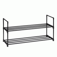 Helloshop26 - Étagère à chaussures en métal noir 91,5 x 90,5 x 30,5 cm rangement flexible en couloir et camping 13_0010473 - noir métal 3000245252278