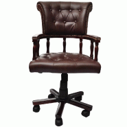 Helloshop26 - Fauteuil chaise chaise de bureau en cuir mélangé marron 0502056 - marron Bois massif 3002296895831