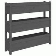 Helloshop26 - Jardinière bac lit surélevé plantes fleurs terrasse jardin 112 x 25 x 104,5 cm bois massif de pin gris 02_0037395 - 3000217771325 Helloshop26 - Jardinière bac lit surélevé plantes fleurs terrasse jardin 112 x 25 x 104,5 cm bois massif de pin gris 02_0037395 - 3000217771325