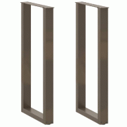 Helloshop26 - Lot de 2 pieds de table de bar en U hauteur 50 x 100-101 cm avec niveleurs réglables design moderne en acier naturel 02_0057475 - acier