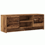 Helloshop26 - meuble TV pratique avec rangement 102 x 30 x 37 cm design élégant ambiance cosy en bois vieux bois 02_0050680 - Bois massif 3000236504