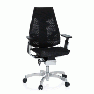 Hjh OFFICE Chaise de bureau / chaise pivotante GENIDIA tissu maille noir - noir polyester 652601