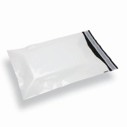 Pochette plastique opaque blanche indéchirable 31x41cm + 6cm – par 100