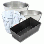 Set pâtisserie avec moule à pain 31 cm, 2 bols à mixer, verre mesureur et spatule Zenker - noir métal 3176239937206