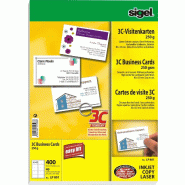 Sigel Etui de 400 cartes de visite imprimables, 85 x 55 mm, 250 g/m² (40 planches A4 bords lisses) - LP801