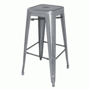 Tabourets hauts en acier galvanisé Bistro gris métalisé (lot de 4) | Bolero - DM934