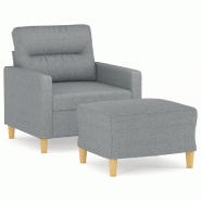 VidaXL Fauteuil avec repose-pied Gris clair 60 cm Tissu Modèle Vega ProDesk Bois - 3201065