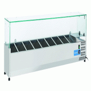 Vitrine réfrigérée inox pour condiments, 10 bacs GN1/4. Dimensions 200x33,5x44 cm. Température +2°C/+8°C. Cool Head VRX 20/33 - 1763
