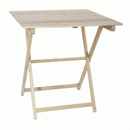 Wellhome - Table guéridon pliante en hêtre avec lattes, finition sans vernis 70x70x76 cm - beige WH13361