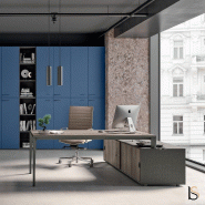 Bureau manager X5 avec meuble retour intégré - Officity - 224, Anthracite, Eucalyptus 53