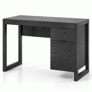 COSTWAY Bureau d’ordinateur avec tiroirs et armoire de rangement, plateau épais, bureau pour télétravail et étude à domicile - noir Bois manufa