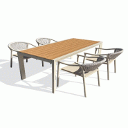 DCB GARDEN Ensemble repas de jardin 4 places en aluminium grège (170x80) - TONGA - 3700286491802