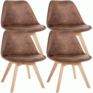 Décoshop26 - Lot de 4 chaises de salle à manger style scandinave en synthétique marron vieilli CDS10389 - marron 3002478332697