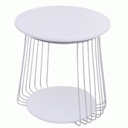 Décoshop26 - Table basse ronde Ø 50 cm table d'appoint design avec double plateau métal et MDF blanc 04_0008794 - 3000267147675