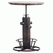 Décoshop26 - Table haute table de bar style industriel hauteur réglable repose-pieds bronze TAB10021 - 3000366192262