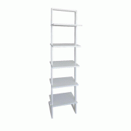Étagère inclinée 5 tablettes - blanc mat - bois - L.40xP.33xH.175cm