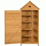 Helloshop26 - Abri de jardin extérieur à 5 etagères cabane verrouillable en bois de sapin toit en tôle galvanisée 20_0005485 - 3000200537952 Helloshop26 - Abri de jardin extérieur à 5 etagères cabane verrouillable en bois de sapin toit en tôle galvanisée 20_0005485 - 3000200537952