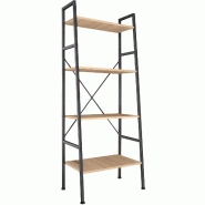 Helloshop26 - Grande étagère bibliothèque au look industriel/ vintage 4 niveaux 139 cm beige 08_0000559 - 3000883232694