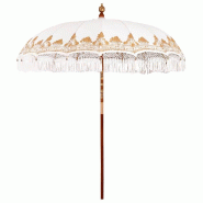 Helloshop26 - Parasol balinais rond 215 x 215 x 260 cm ombre élégante style tropical jardin en coton crème 02_0058814 - Bambou 3000240789915