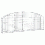 Panier de gabions clôture cage mur de soutènement arqué 200 x 30 x 60/80 cm fer galvanisé Argent 02_0040013 - métal 3000218916657