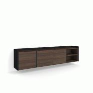 SKRAUT HOME Meuble TV, Banc Télé, 207x50x35 cm, Pour les TV jusqu'à 80", Suspendu, Mural, Chêne foncé et Noir - marron Bois manufacturé 640_5
