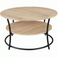 Tectake Table d’appoint Cromford 80x46cm - Bois clair industriel, Chêne Sonoma - 404448 - marron Bois massif 404448