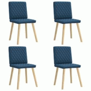 VidaXL Chaises à Manger Lot De 4 Bleu Tissu - bleu 8721158566744 VidaXL Chaises à Manger Lot De 4 Bleu Tissu - bleu 8721158566744