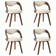 VidaXL Chaises à manger lot de 4 crème bois courbé et similicuir Modèle Vega Master Pure - 278840