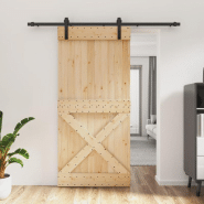 Vidaxl porte coulissante et kit de quincaillerie 95x210 cm pin massif 3203002 Vidaxl porte coulissante et kit de quincaillerie 95x210 cm pin massif 3203002