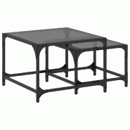 VidaXL Tables basses gigognes 2 pcs dessus en verre noir acier Modèle Élancé Horizon - 845983