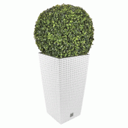 WellHome - Pot haut 35 L Rato coloris blanc avec boule de buis 36cm - blanc plastique PK3896