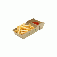 Barquette alimentaire kraft ouverte 2 compartiments - BARQ-KRAFT-2COMP