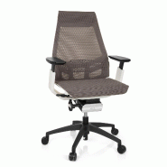 Chaise de bureau / chaise bureau GENIDIA SMART WHITE tissu maille gris hjh OFFICE - blanc polyester 652889