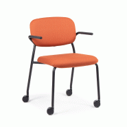 Chaise "HENS" - Assise fixe + Dossier bas, Roulettes, Avec