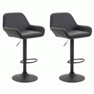 CLP Lot de 2 tabourets de bar Braga en Similicuir Noir /Noir - noir polyester 312974 CLP Lot de 2 tabourets de bar Braga en Similicuir Noir /Noir - noir polyester 312974