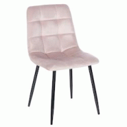 Décoshop26 - Chaise de salle à manger x1 coutures forme carrées en velours rose clair pieds en métal noir 10_0001958 - noir 3000250764032 Décoshop26 - Chaise de salle à manger x1 coutures forme carrées en velours rose clair pieds en métal noir 10_0001958 - noir 3000250764032