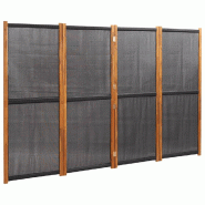 Décoshop26 - Paravent séparateur de pièce cloison 4 panneaux 280 x 180 cm textilène noir et bois DEC030909 - noir Bois massif 3000258187802